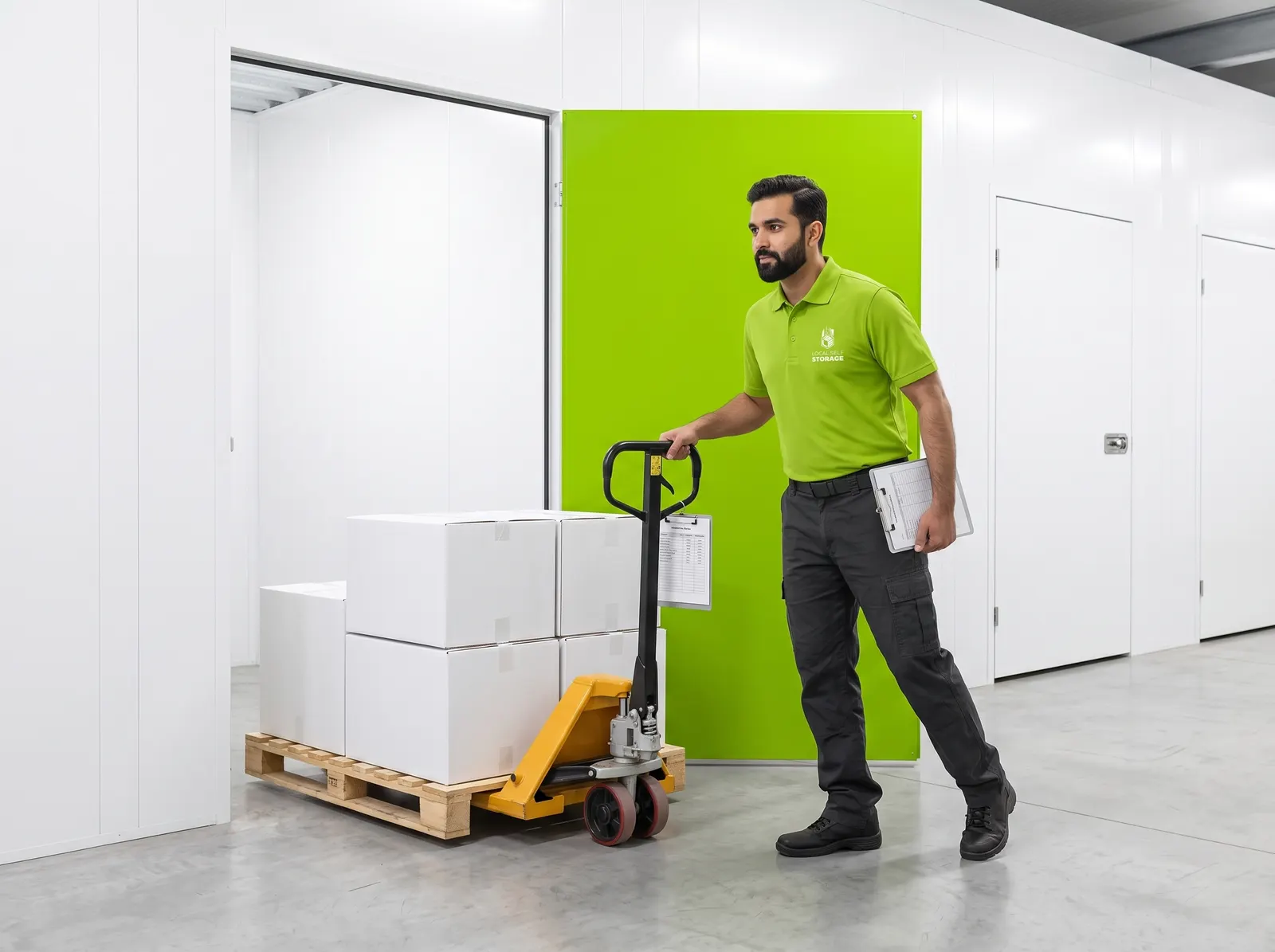 local self storage employee inspecting
